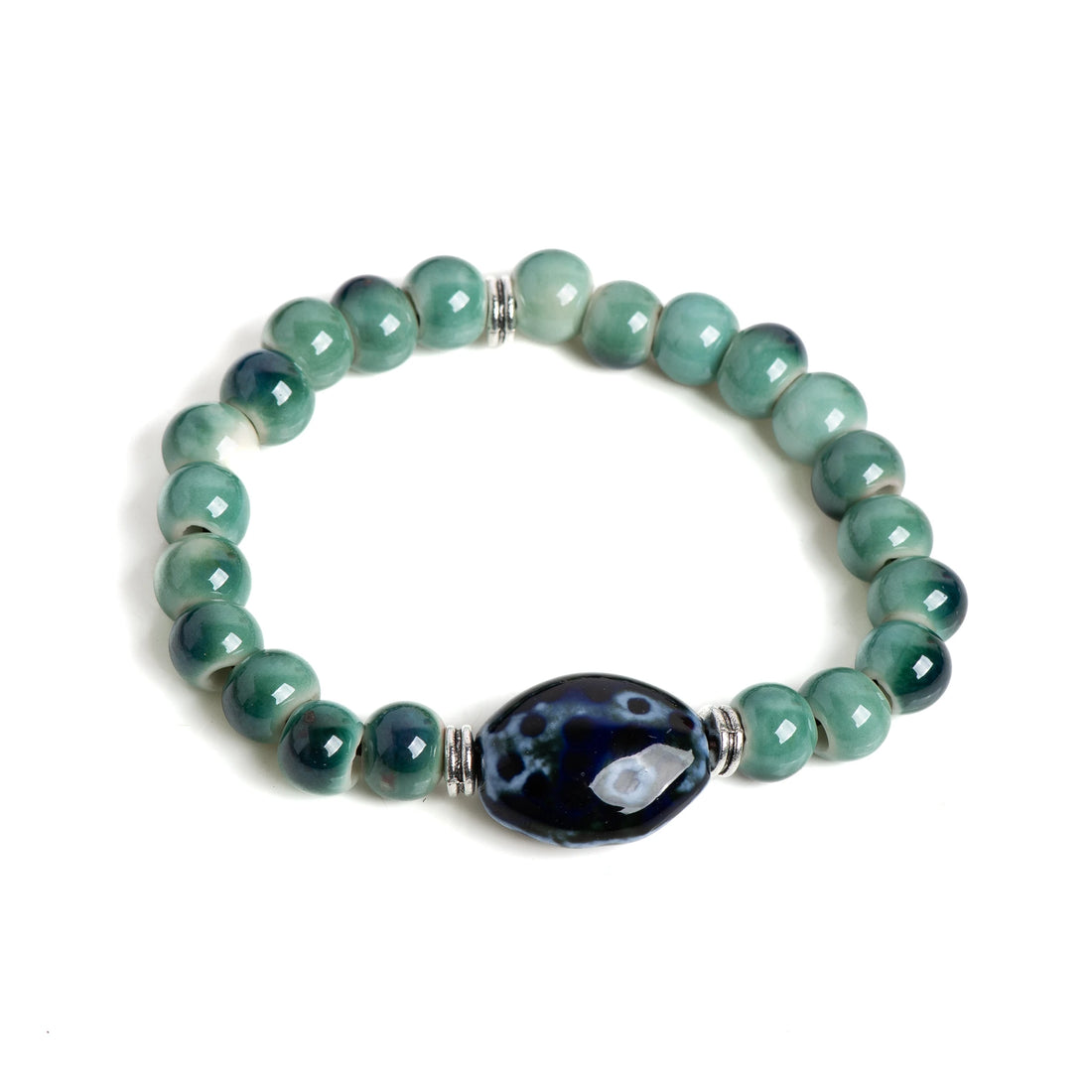 Tinkers Brand Green Ceramic Beaded Stretch Bracelet Vintage Edition -