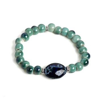 Tinkers Brand Green Ceramic Beaded Stretch Bracelet Vintage Edition -