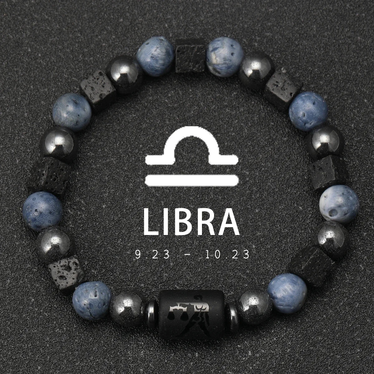 Zodiac Natural Stone Bracelet — All 12 Signs | Blue Coral & Copper