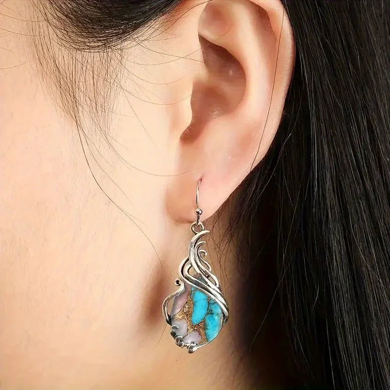 Tinkers Bohemian Turquoise Earrings For Women Vintage Jewelry Gift -