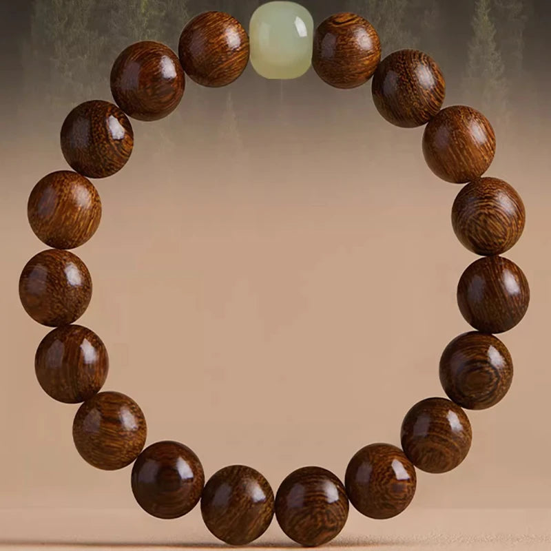 Classic 20mm Handmade Wood Carved Beaded Bracelet Pendant