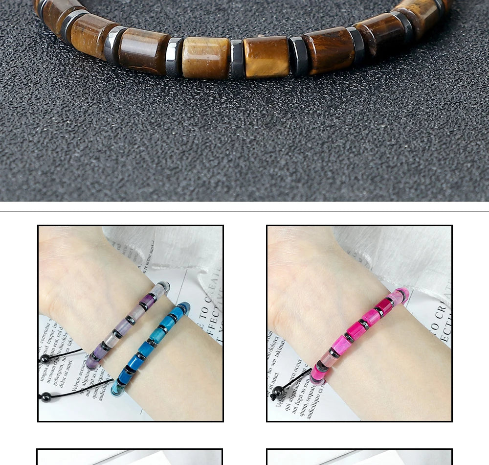 Tinkers Blue Cylinder Braided Bracelet Natural Stone Exclusive -