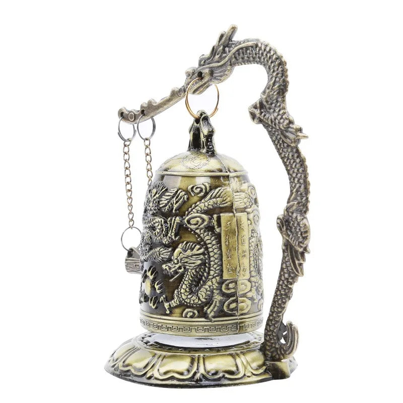 Tinkers Lock Dragon Carved Buddhist Bell Geomantic Meditation Altar - Religious & Ceremonial > Religious Items > Religious Altars