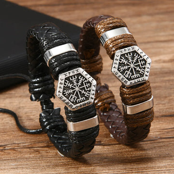 Handwoven Scripture Leather Bracelet — Vintage Ethnic Bangle for Men