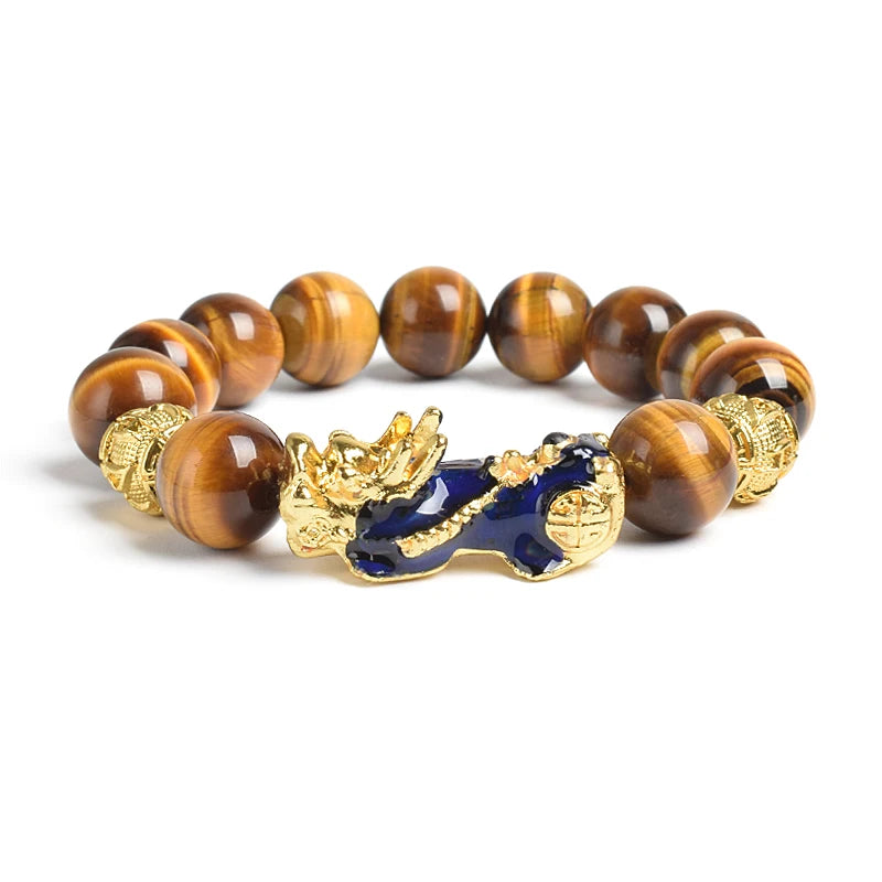 Tinkers Pi Xiu Tiger Eye Beads Bracelet Feng Shui Pixiu Good Luck -