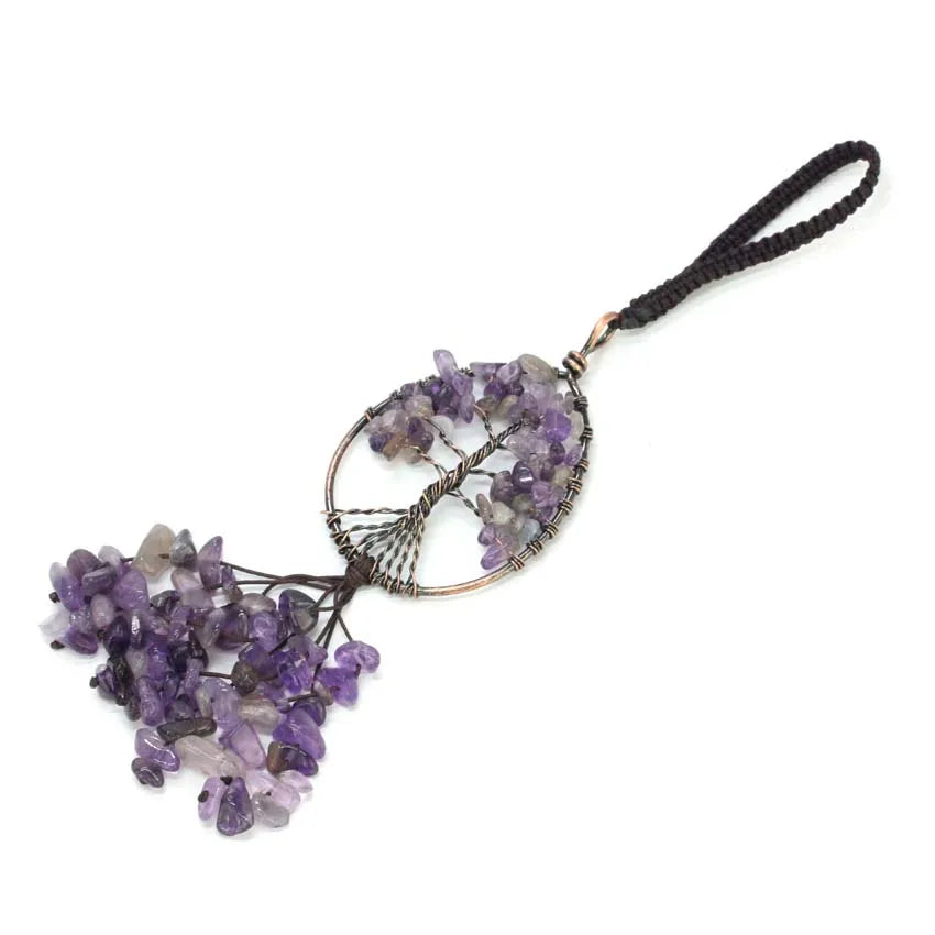 Natural Chakra Crystal Pendant – Tree of Life Gemstone Charm