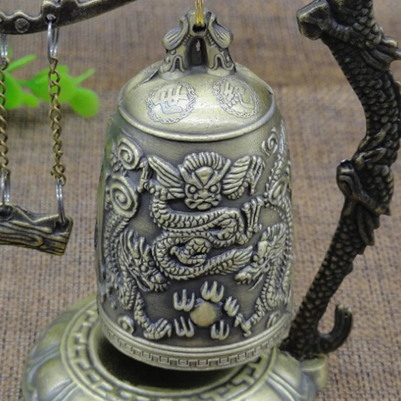 Tinkers Lock Dragon Carved Buddhist Bell Geomantic Meditation Altar - Religious & Ceremonial > Religious Items > Religious Altars