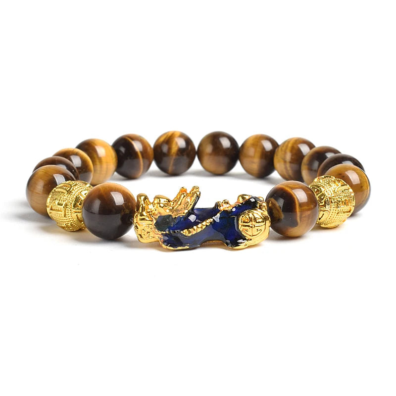 Tinkers Pi Xiu Tiger Eye Beads Bracelet Feng Shui Pixiu Good Luck -