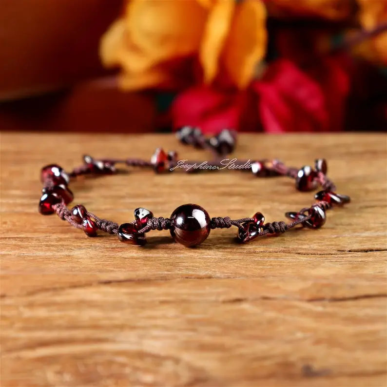 Tinkers Natural Garnet Bracelet With Beads Chakra Healing Gift - Apparel & Accessories > Jewelry > Bracelets