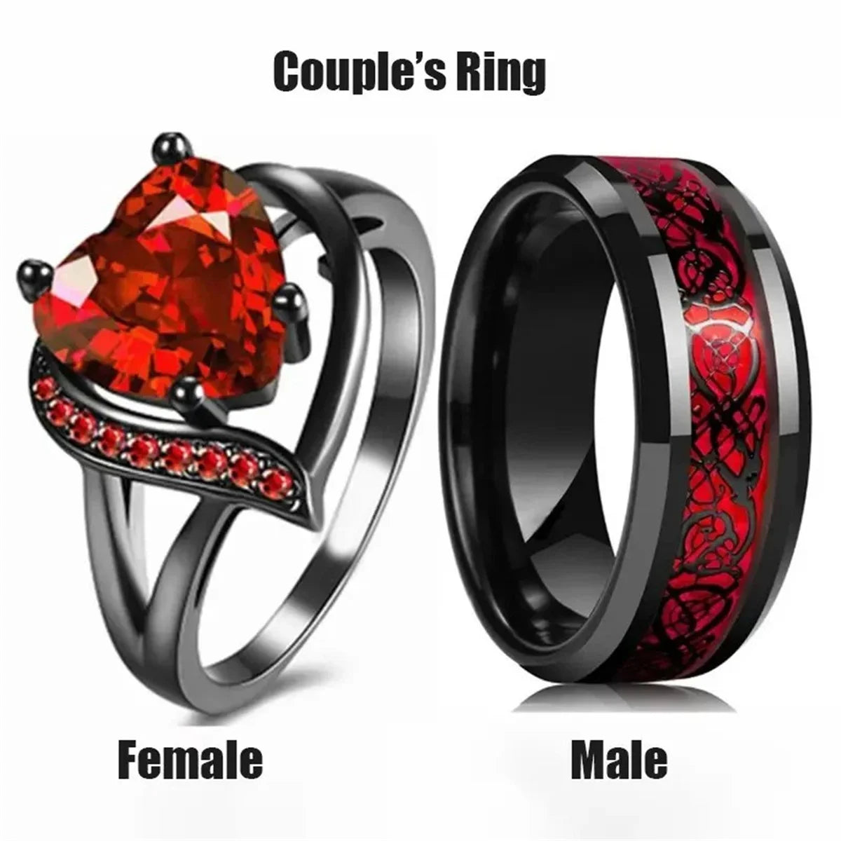 Tinkers Stainless Steel Couple Rings Blue Zircon Rhinestones - Apparel & Accessories > Jewelry > Rings