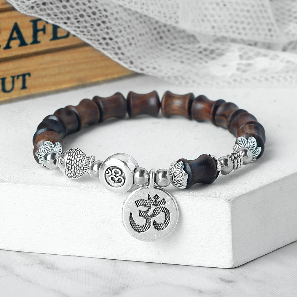 Bambusperlen-OM-Armband von Tinkers – Spirituelles Gleichgewicht