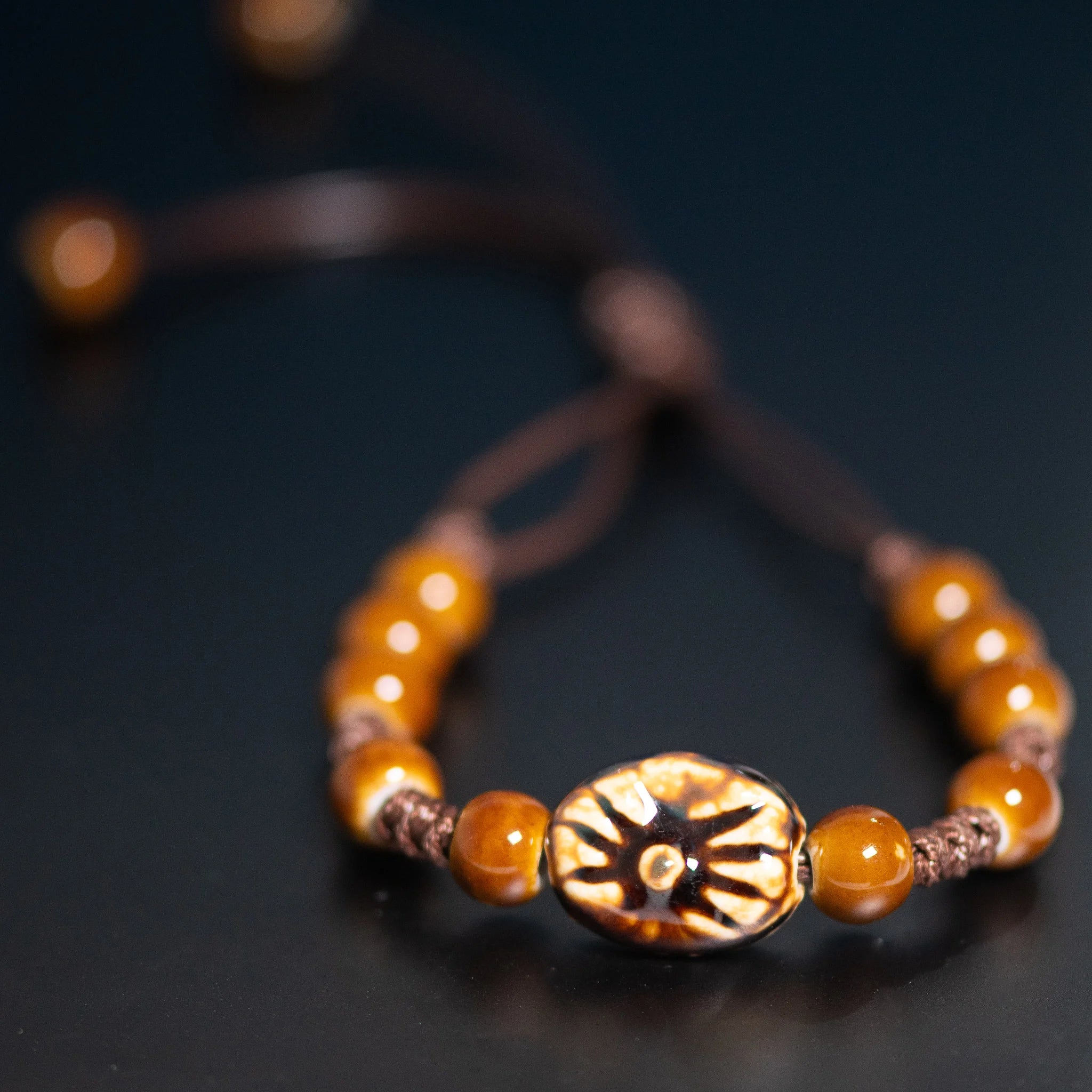 Tinkers Adjustable Vintage Style Ceramic Sun Charm Elite Bracelet -