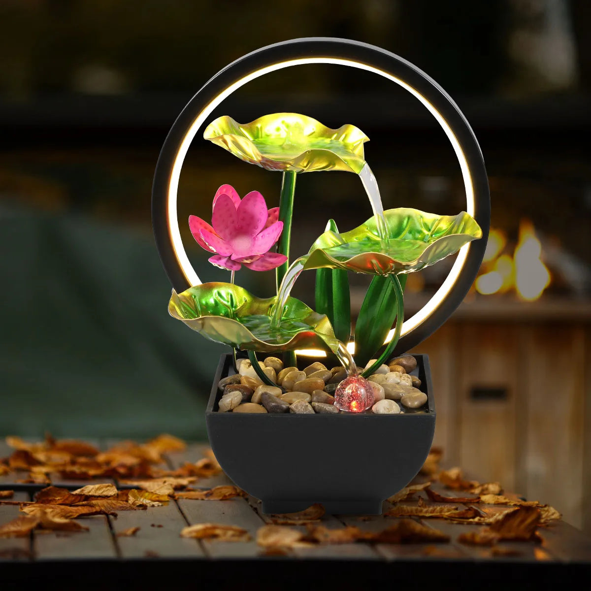 Tinkers Tabletop USB Powered Water Fountain With LED Ring Lights - Home & Garden > Decor > Fountains & Ponds > Fountains & Waterfalls > Fountains