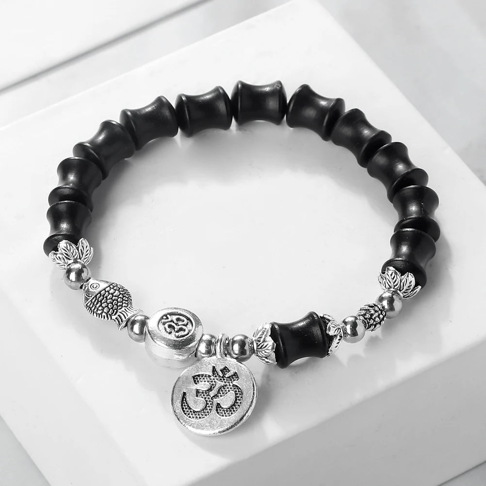 Bambusperlen-OM-Armband von Tinkers – Spirituelles Gleichgewicht
