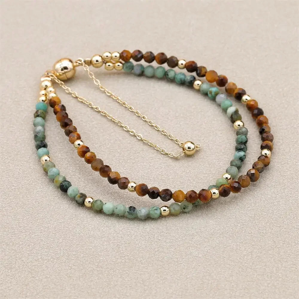 Tinkers Double Layer African Jasper Beads Bracelet Magnetic Strand - Apparel & Accessories > Jewelry > Bracelets