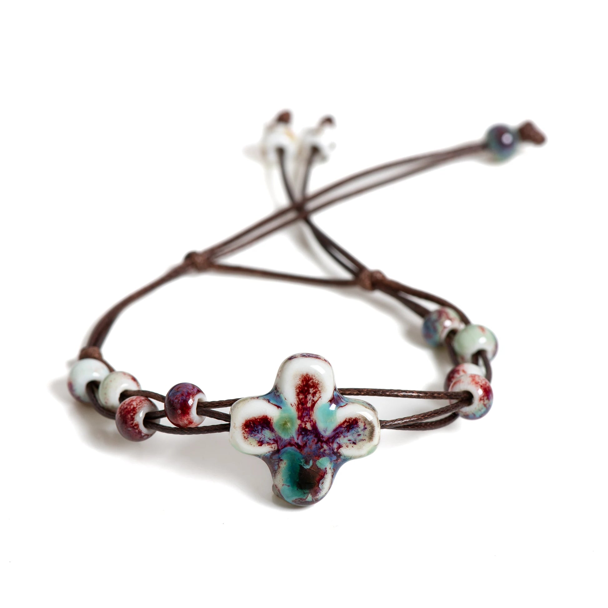 Tinkers Tinkers Ceramic Floral Charm Bracelet Exclusive Boho Style -