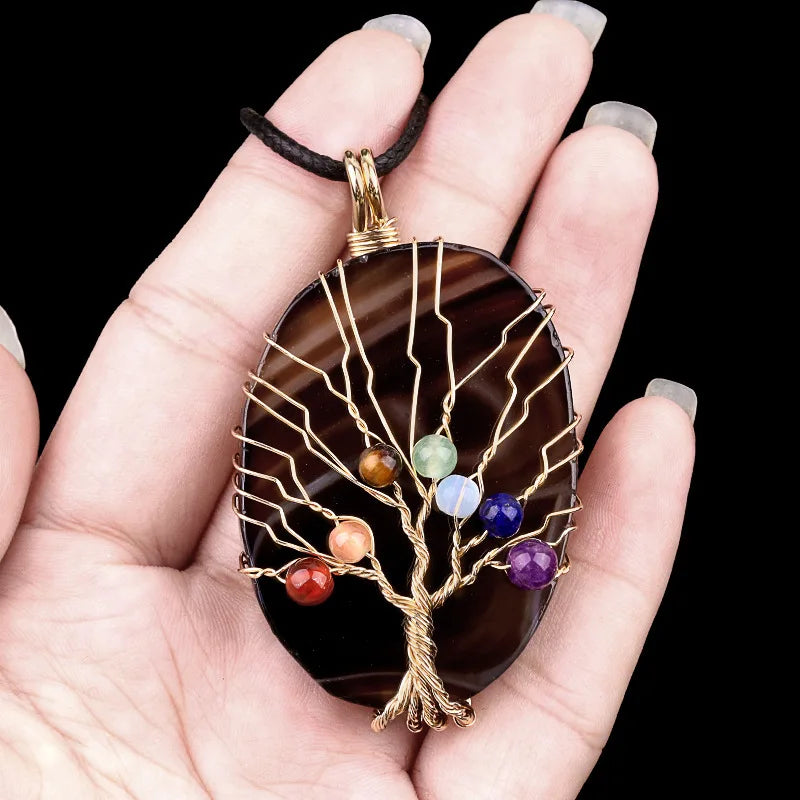 Agate Pendant Necklace By Tinkers Handcrafted Natural Stone Balance For Women