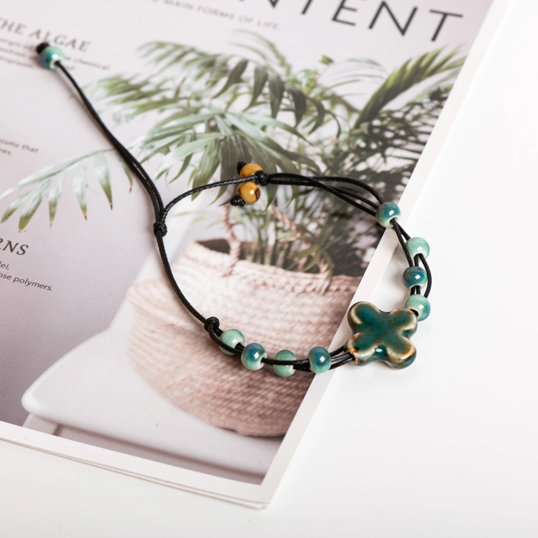 Tinkers Tinkers Ceramic Floral Charm Bracelet Exclusive Boho Style -