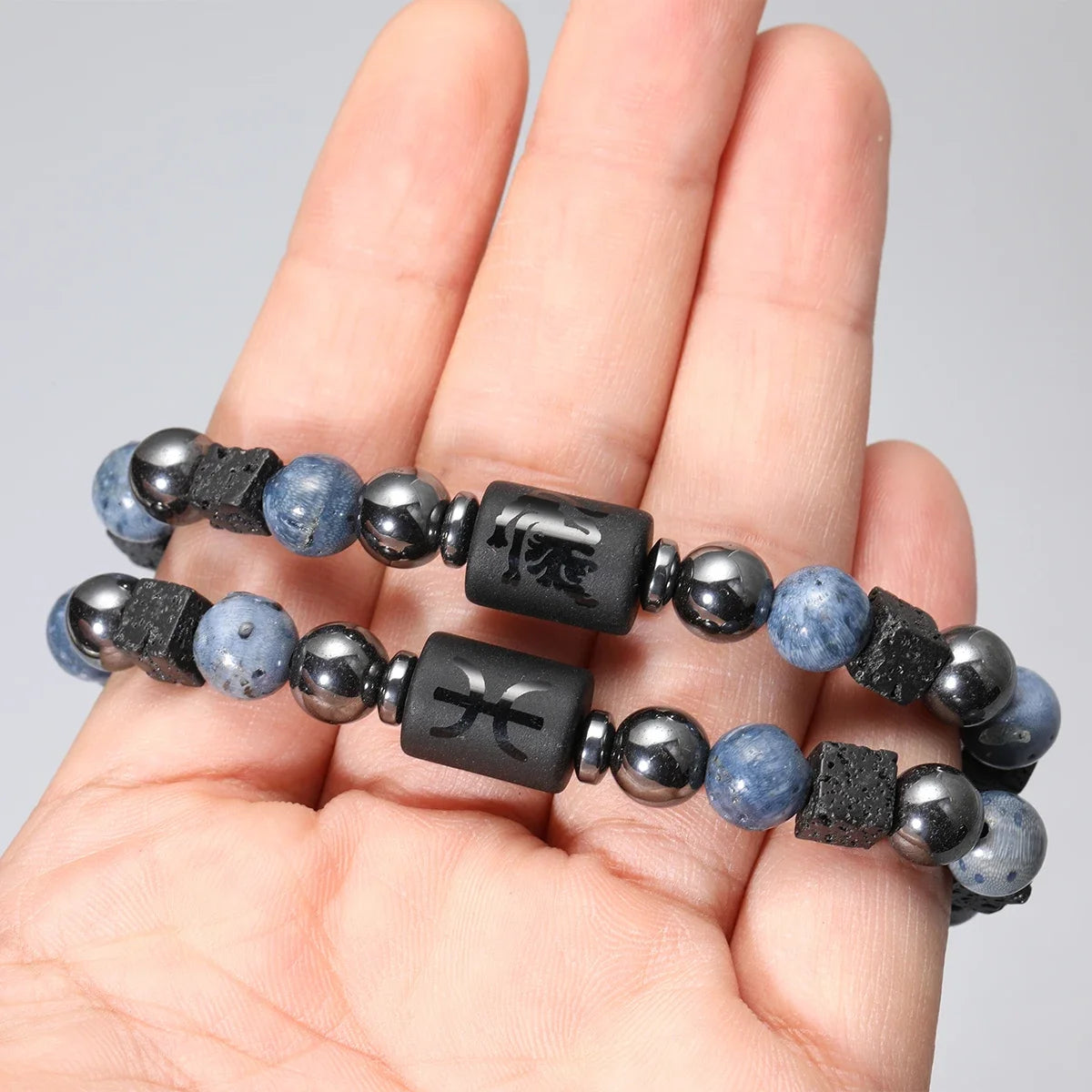 Zodiac Natural Stone Bracelet — All 12 Signs | Blue Coral & Copper