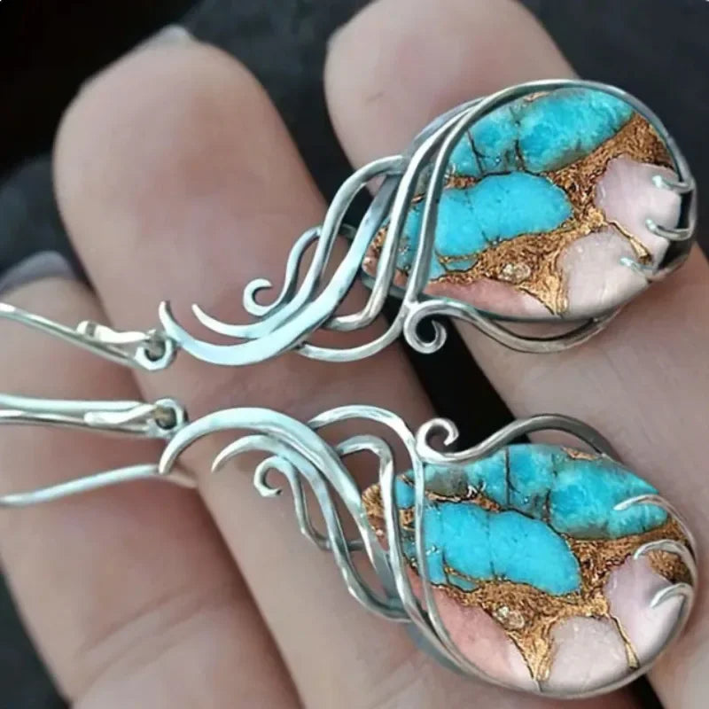 Tinkers Bohemian Turquoise Earrings For Women Vintage Jewelry Gift -