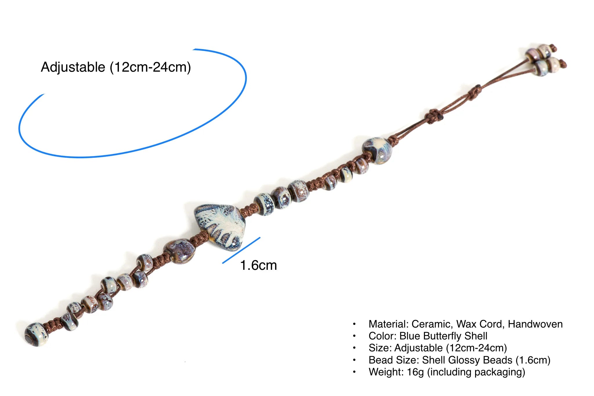 Tinkers Tinkers Ceramic Bracelet Blue Butterfly Shell Boutique -