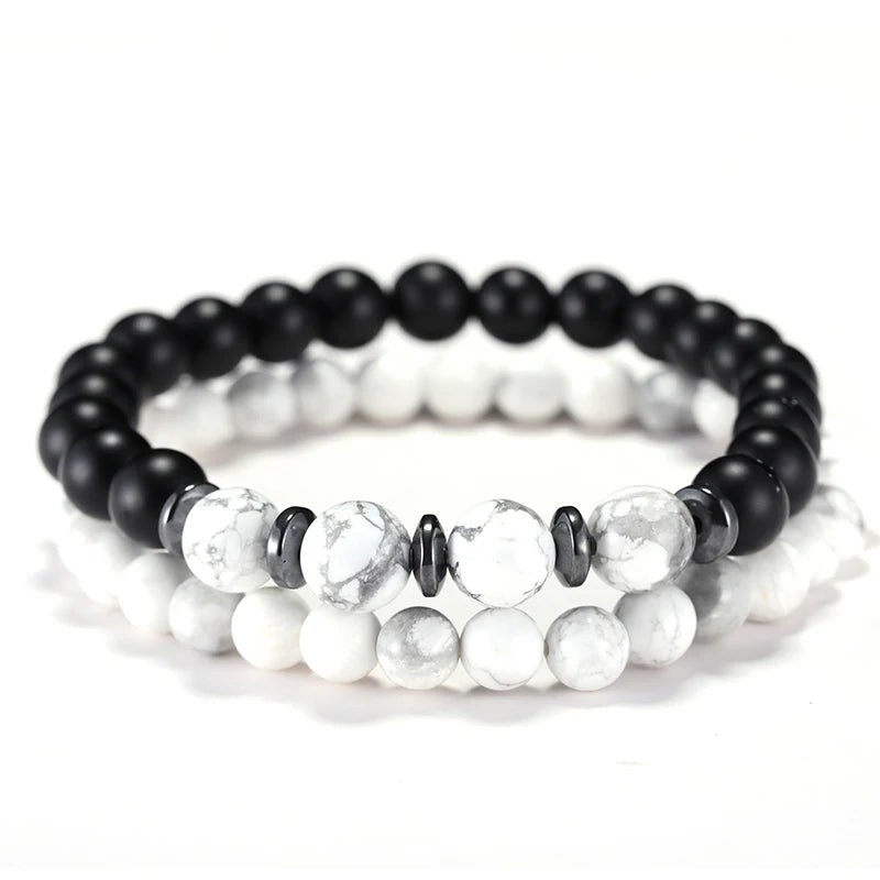 Men's Natural Stone Bracelet Set (2 Pcs) – Lava, Tiger Eye & Howlite