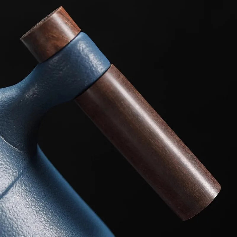 Black Ceramic Cup Wooden Handle Filter Tea Cup Ceramic Mug Creative Office Retro Water Cups and Mugs China Set Birthday Gift Box