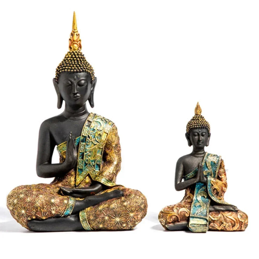 Tinkers Large Buddha Statue Green Resin Buddha Sculpture Home Decor - Home & Garden > Decor > Artwork > Sculptures & Statues