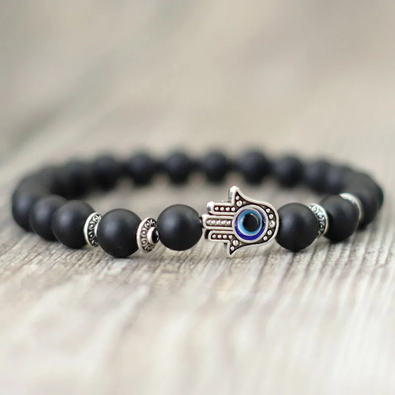 Tinkers Turkey Evil Eye Beaded Bracelet 8mm Lava Stone Lapis Lazuli - Apparel & Accessories > Jewelry > Bracelets