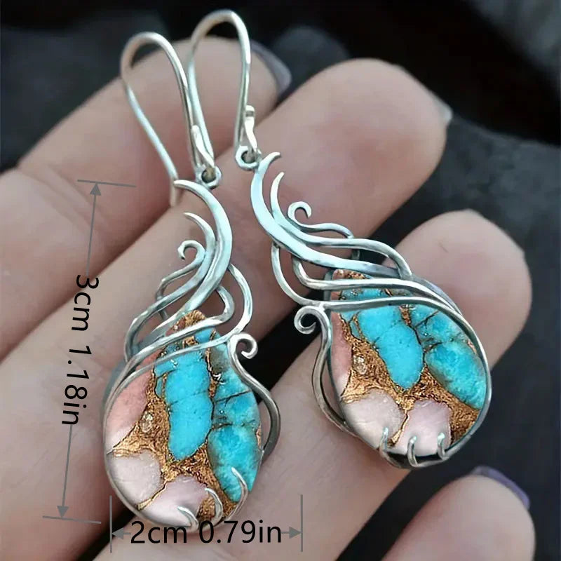 Tinkers Bohemian Turquoise Earrings For Women Vintage Jewelry Gift -