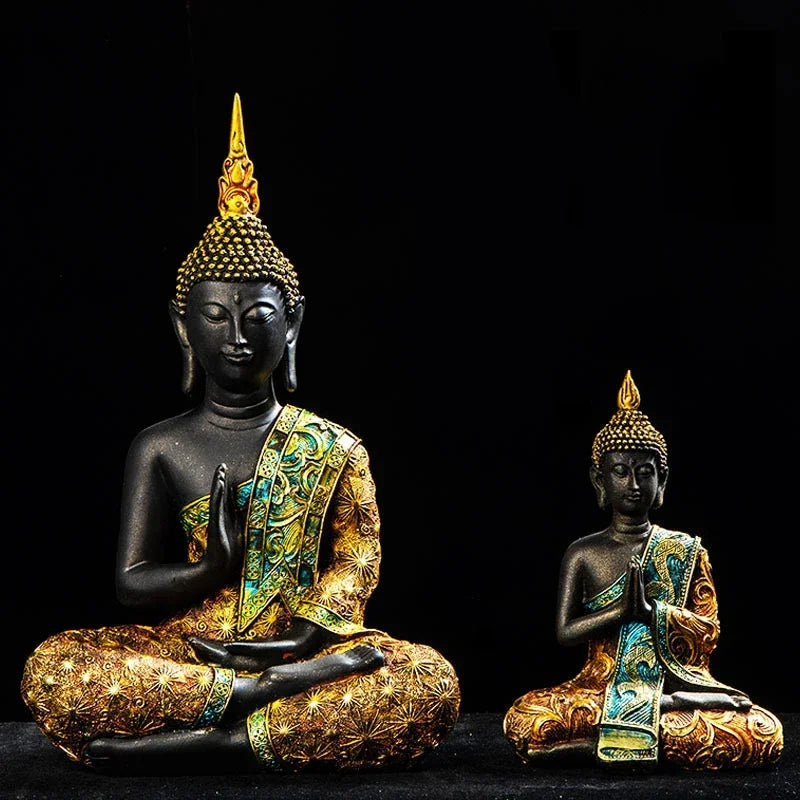Tinkers Large Buddha Statue Green Resin Buddha Sculpture Home Decor - Home & Garden > Decor > Artwork > Sculptures & Statues