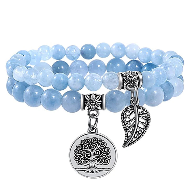 Tree of Life Natural Stone Bracelet Set — Couples & Healing Crystal