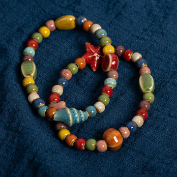 Tinkers Tinkers Ceramic Beaded Bracelet Starfish Seashell Exclusive -