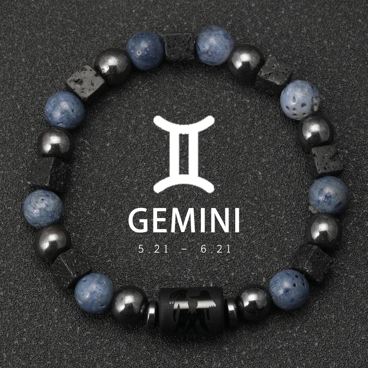 Zodiac Natural Stone Bracelet — All 12 Signs | Blue Coral & Copper