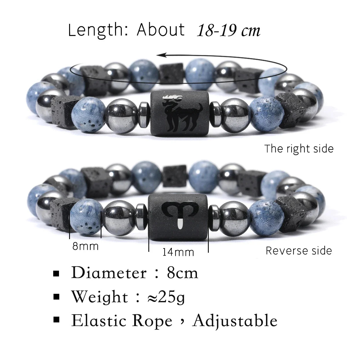 Zodiac Natural Stone Bracelet — All 12 Signs | Blue Coral & Copper