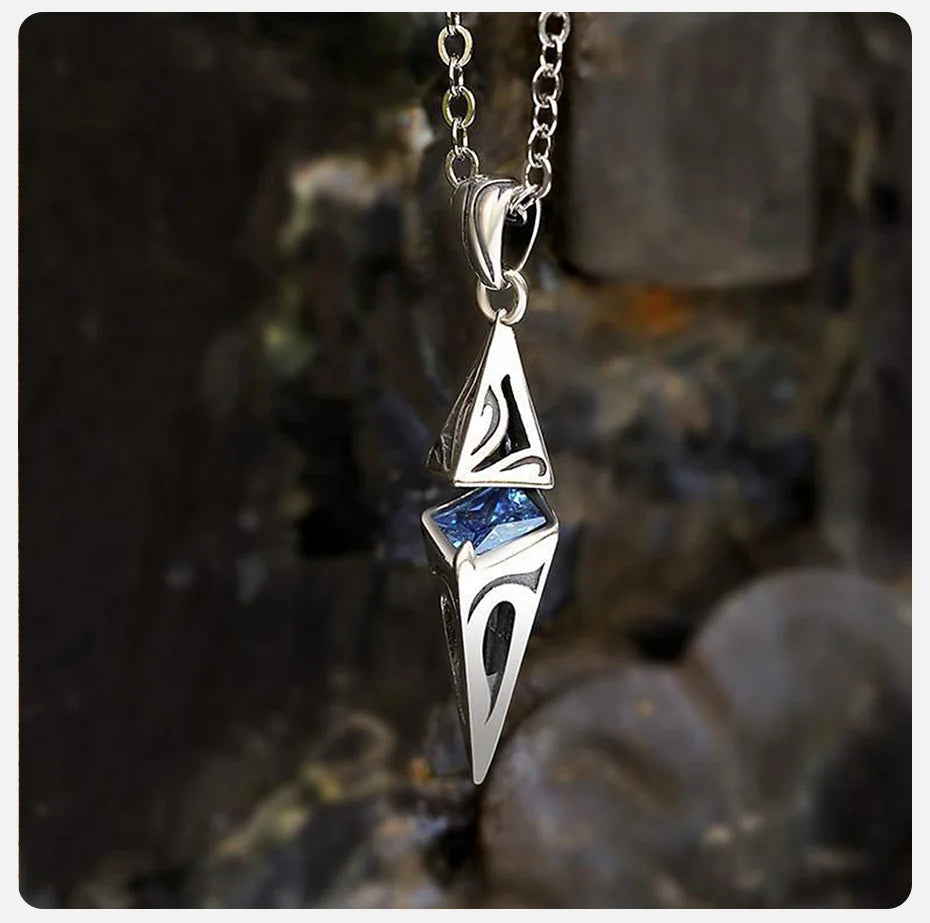 Blue Stone Cube Pendant by Tinkers - Energy and Balance