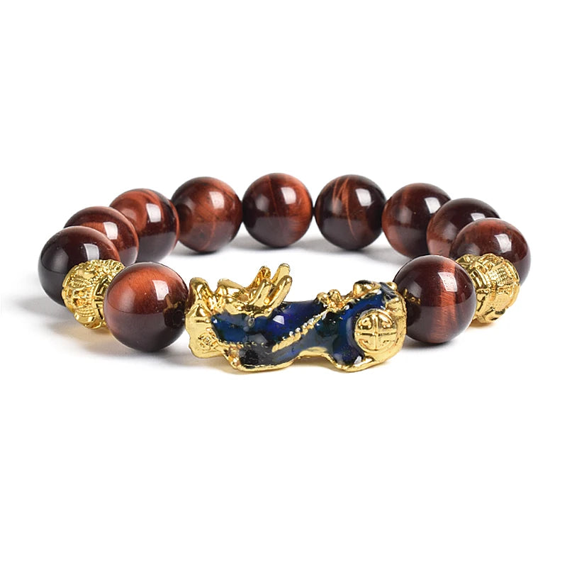 Tinkers Pi Xiu Tiger Eye Beads Bracelet Feng Shui Pixiu Good Luck -