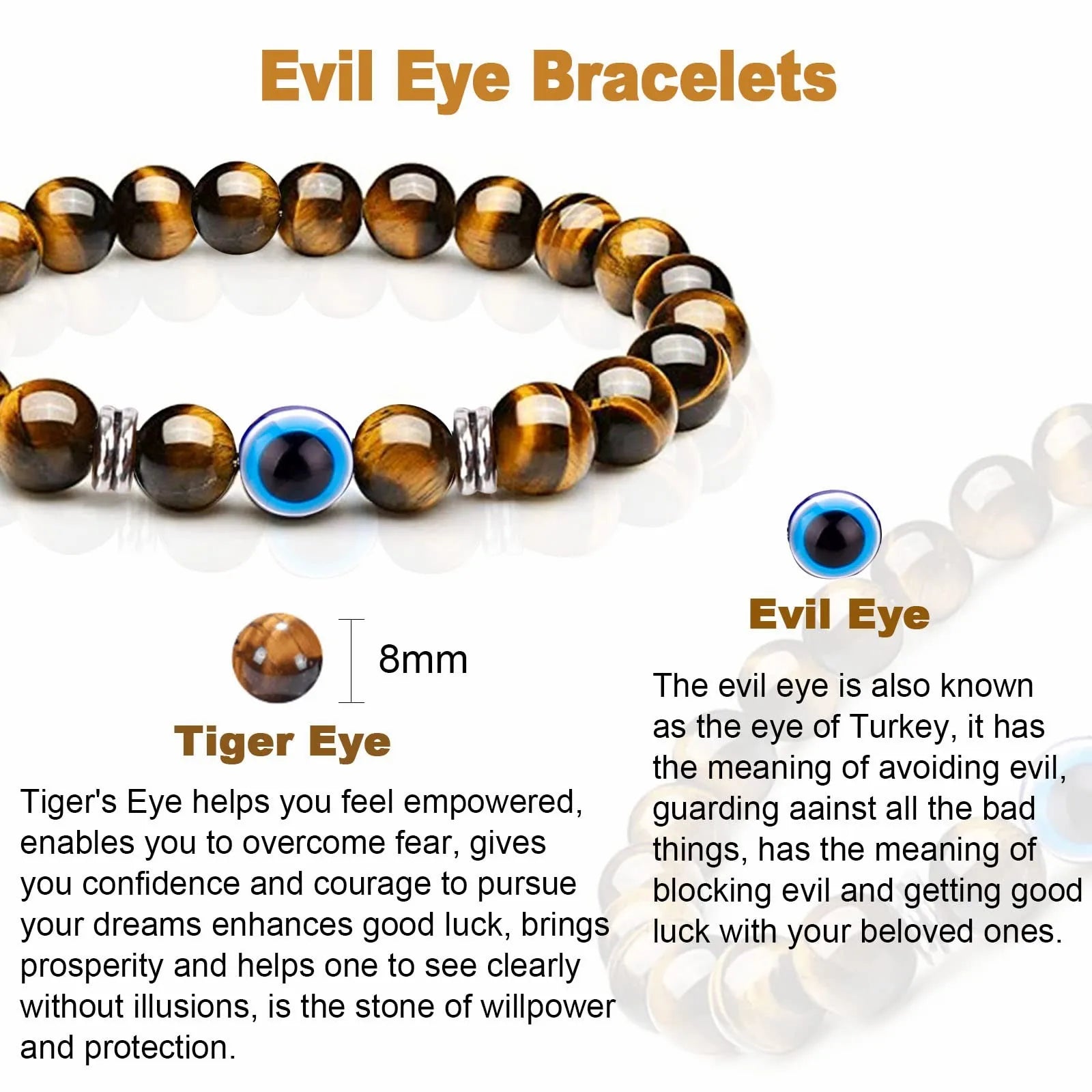 Tiger Eye Evil Eye Bracelet By Tinkers - Aura Protection