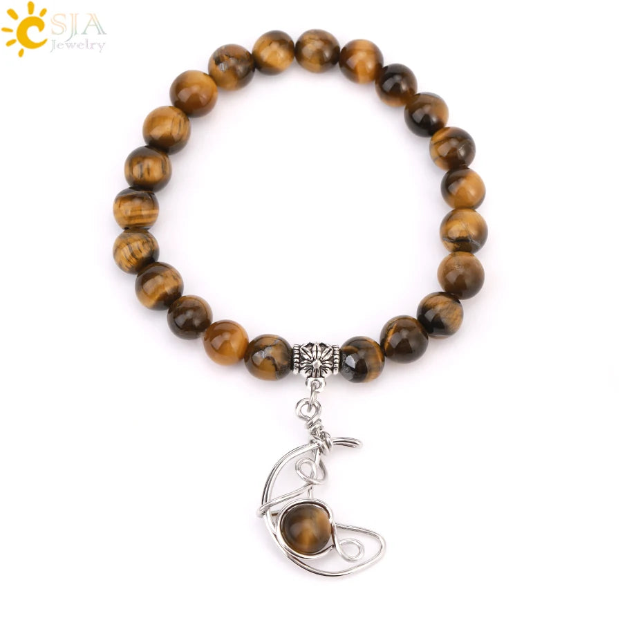 Handcrafted Natural Tiger Eye 7 Chakra Bracelet for Women by Tinkers - Healing Energy and Balance
