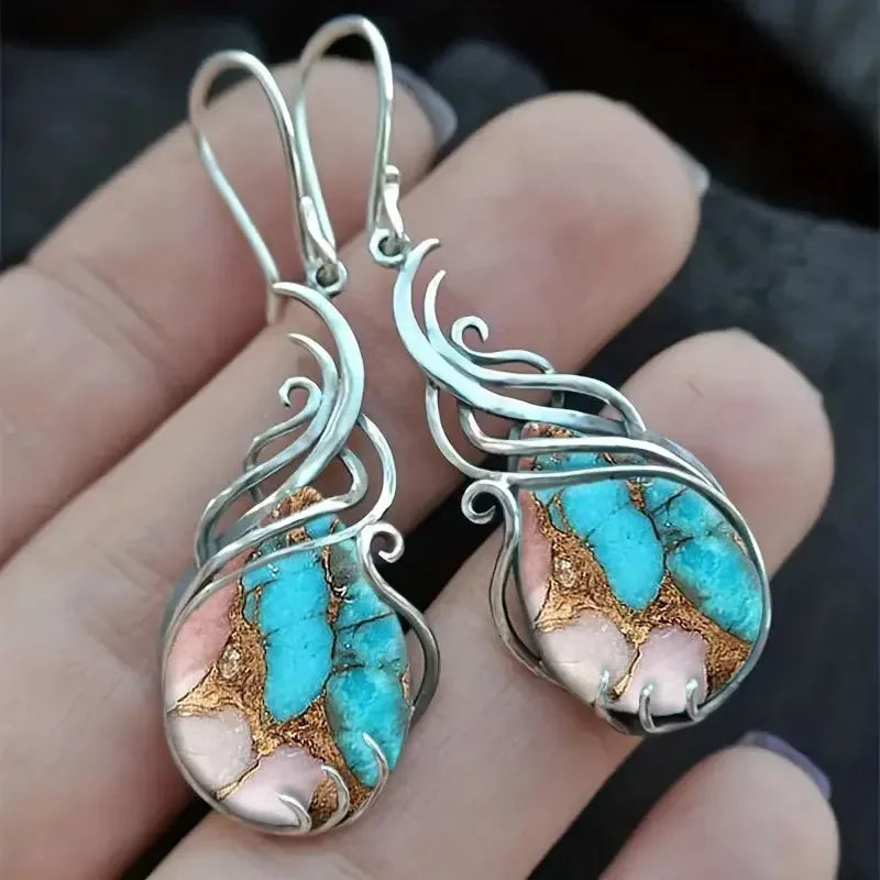 Tinkers Bohemian Turquoise Earrings For Women Vintage Jewelry Gift -