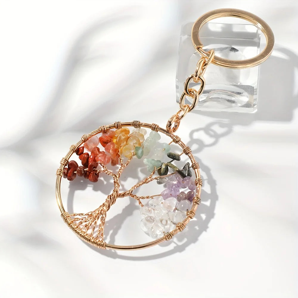 Tree Of Life Gemstone Keychain Protection For Her Tinkers