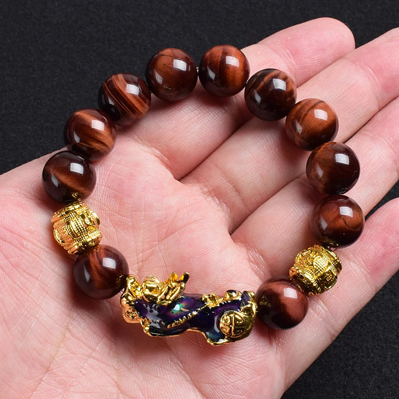 Pi Xiu Tiger Eye Beads Bracelet Feng Shui Pixiu Good Luck