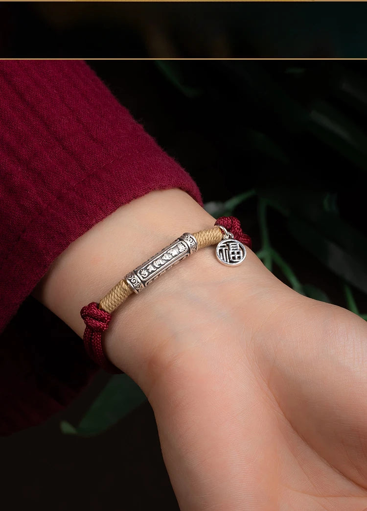 Hand Woven Adjustable Unisex Mantra Bracelet Tibetan Style