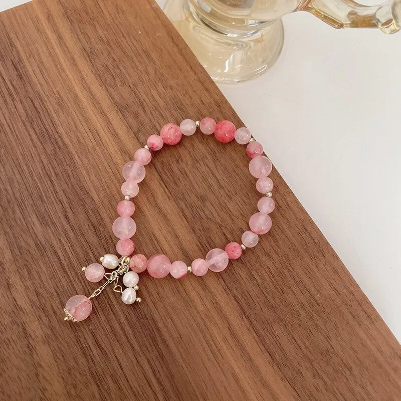 Handcrafted Pink Crystal Bracelet for Women's Healing Energy by Tinkers