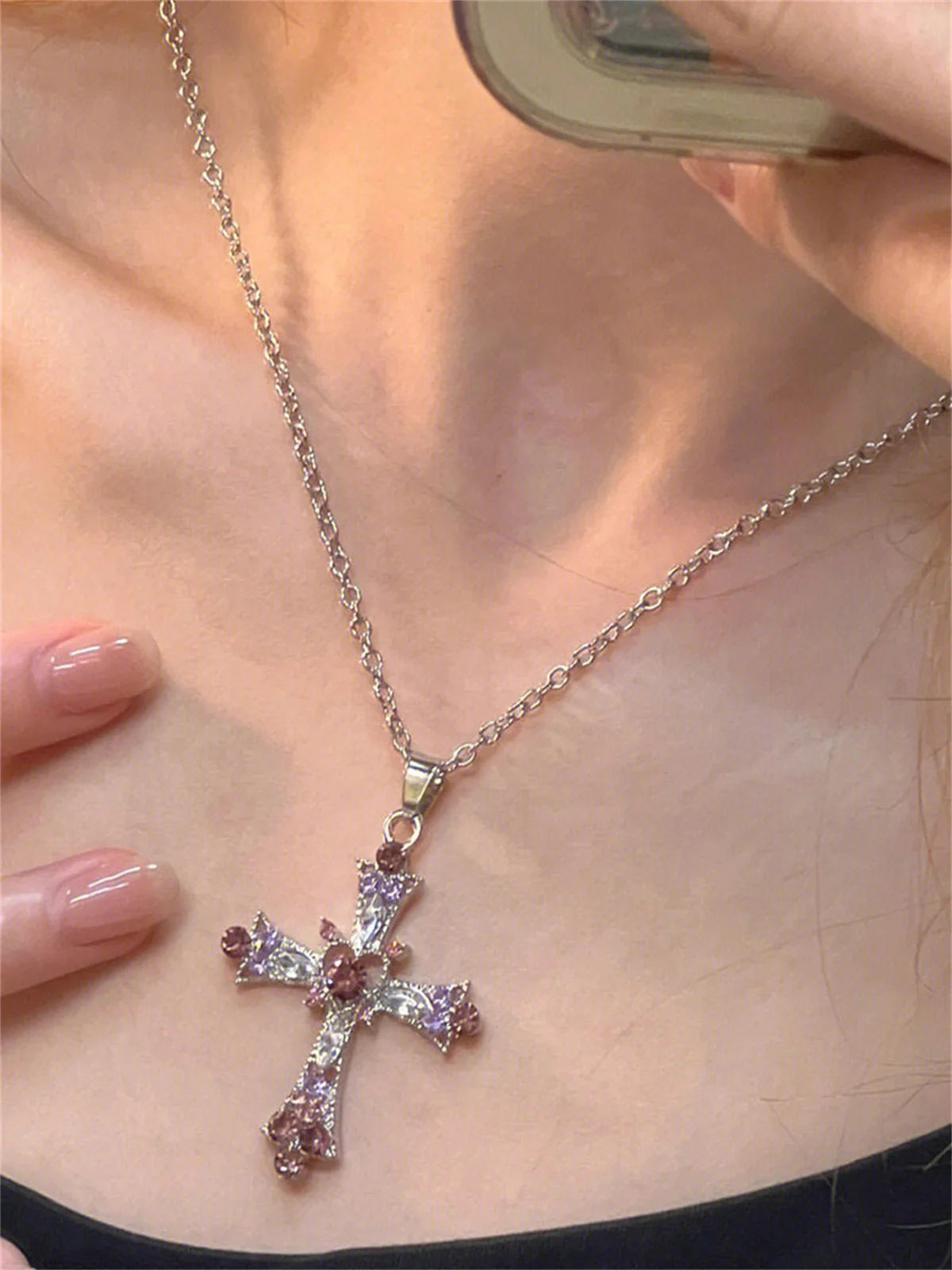 Natural Onyx Cross Pendant for Women, Protection by Tinkers