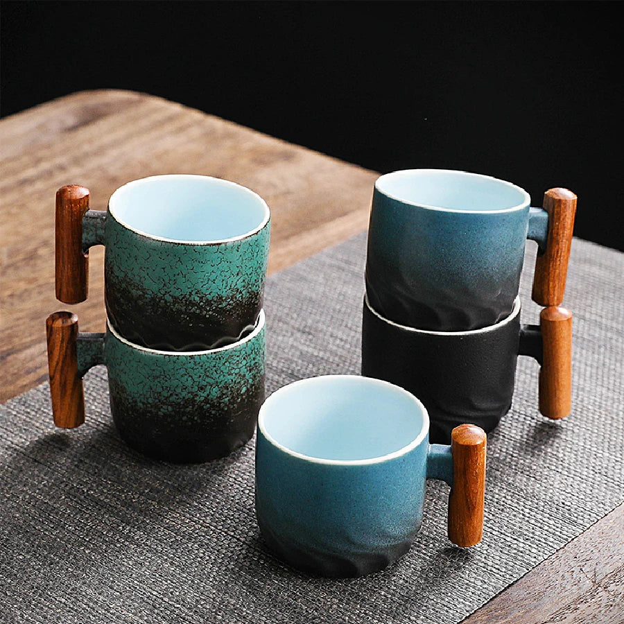 Tinkers Handmade Exquisite Coffee Cup With Wooden Handle Mug - Home & Garden > Kitchen & Dining > Tableware > Drinkware > Mugs