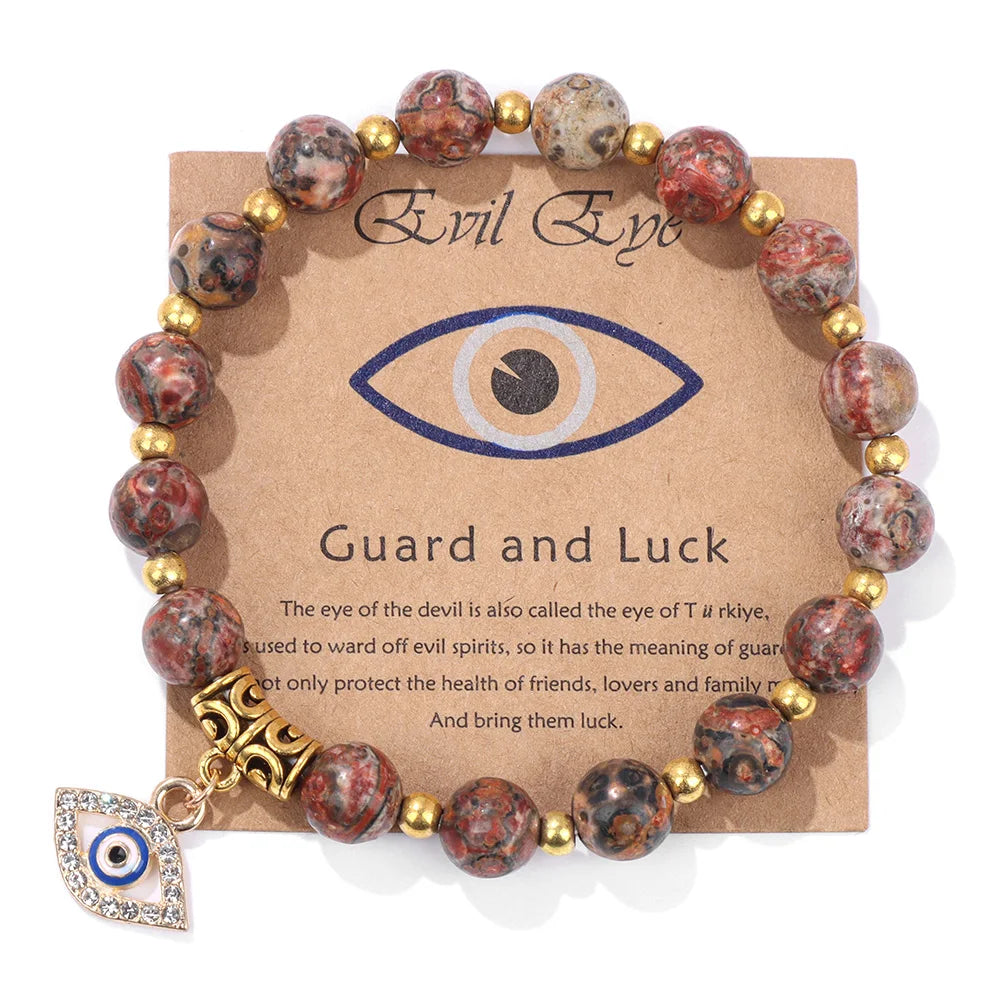 Natural Evil Eye Beads Bracelet Protection Gift For Women