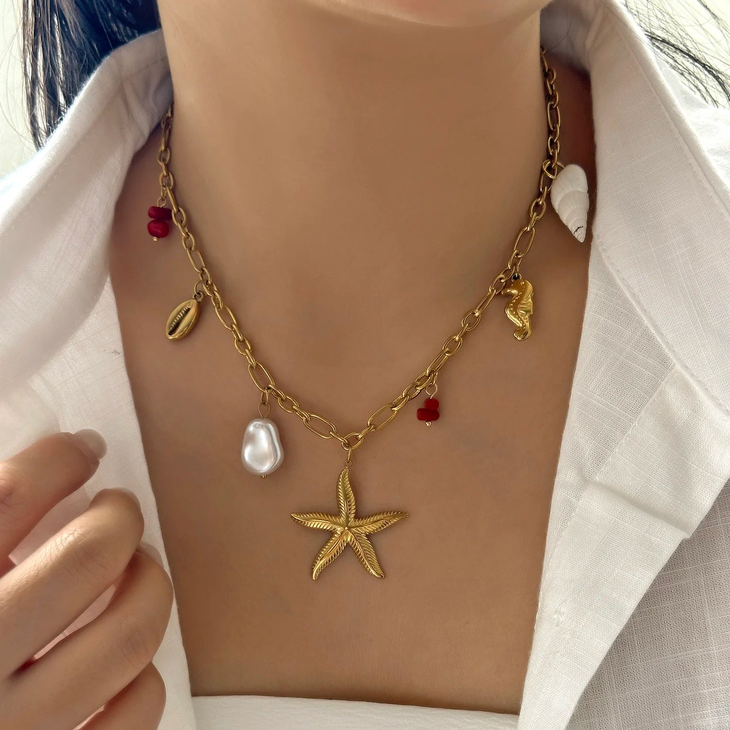 Serene Handcrafted Starfish Pendant Necklace by Tinkers for Women