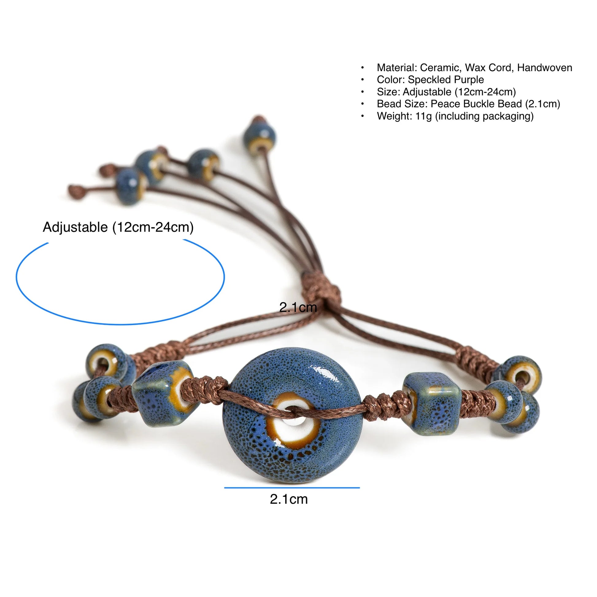 Tinkers Tinkers Glazed Ceramic Peace Buckle Bracelet Limited Boho -