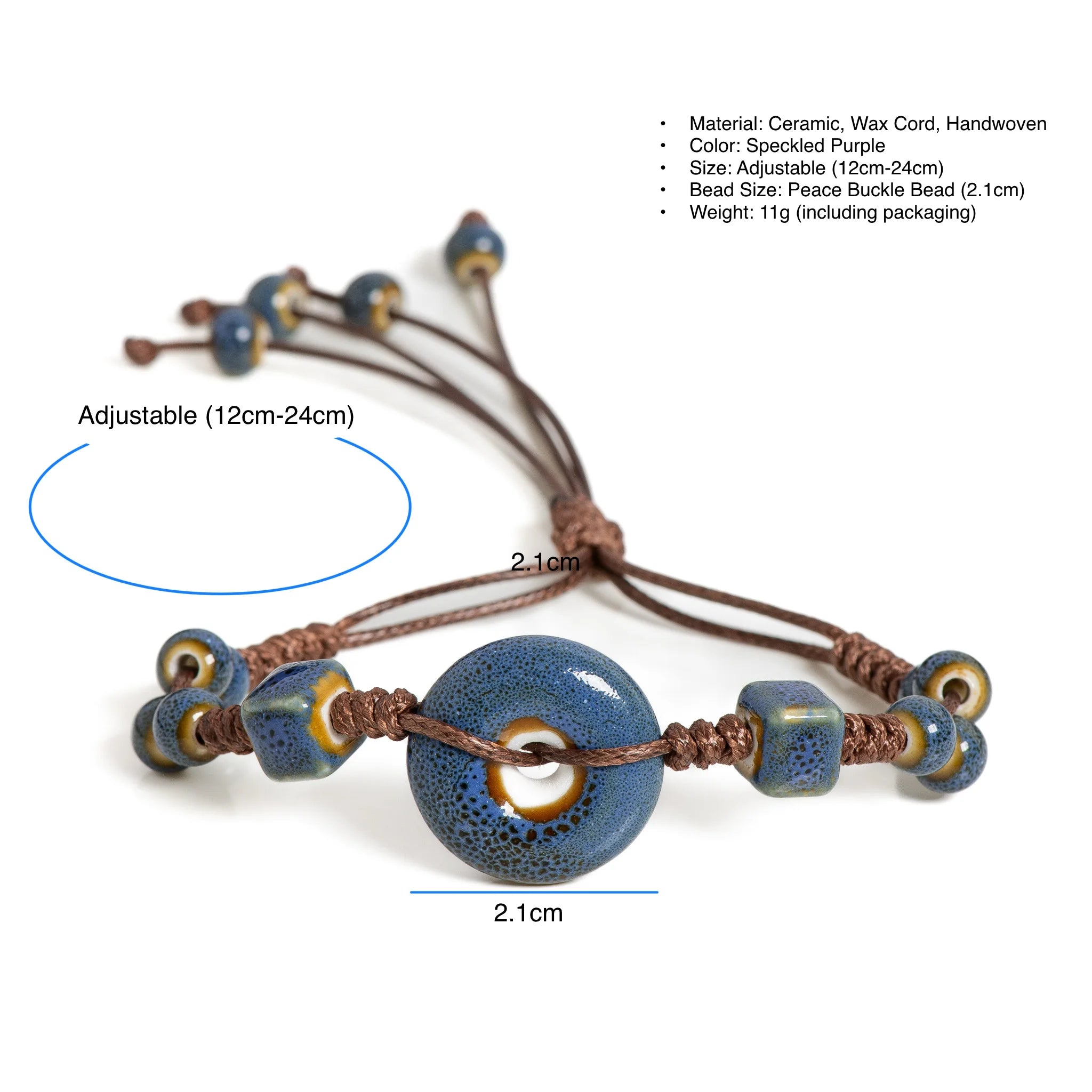 Tinkers Tinkers Glazed Ceramic Peace Buckle Bracelet Limited Boho -